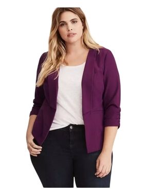 Torrid 4 Ruched Arm Purple Blazer Jacket 4X